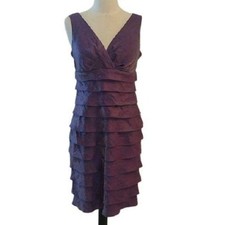 London Times Shimmery Plum Layered Dress, 6