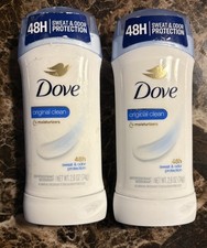 2 X Dove Original Clean Antiperspirant Deodorant Sweat Odor Protection 2.6 Oz