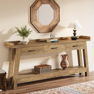 70.9'' Sofa Console Table w/3 Drawers,2-Tier Extra Long Farmhouse Entryway Table