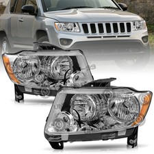 Halogen Headlights For 2011-2013 Jeep Grand Cherokee 11-17 Compass Headlamps L+R