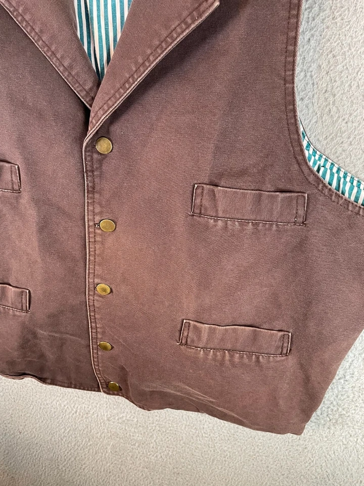 Chaleco Scully Western Wear Para Hombres 2XL Marrón Frente Abierto Rodeo Suroeste Caballo Foto 4 de 4