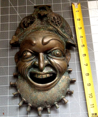 Antique AFRICAN Bamoun Bronze Head Mask Cameron Patina Tuganga Lost Wax Casting