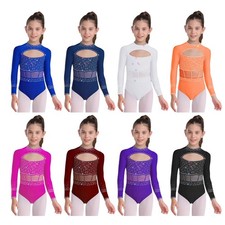 Kids Girls Jumpsuit Crew Neck Bodysuit Costume Leotard Activewear Gymnastics