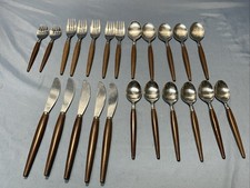 Vintage 23 Piece Wood Type Handle Japan Stain...
