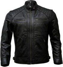 Men's Black Handmade Stylish Motorcycle Biker Jacket Real Cowhide Leather Jacket