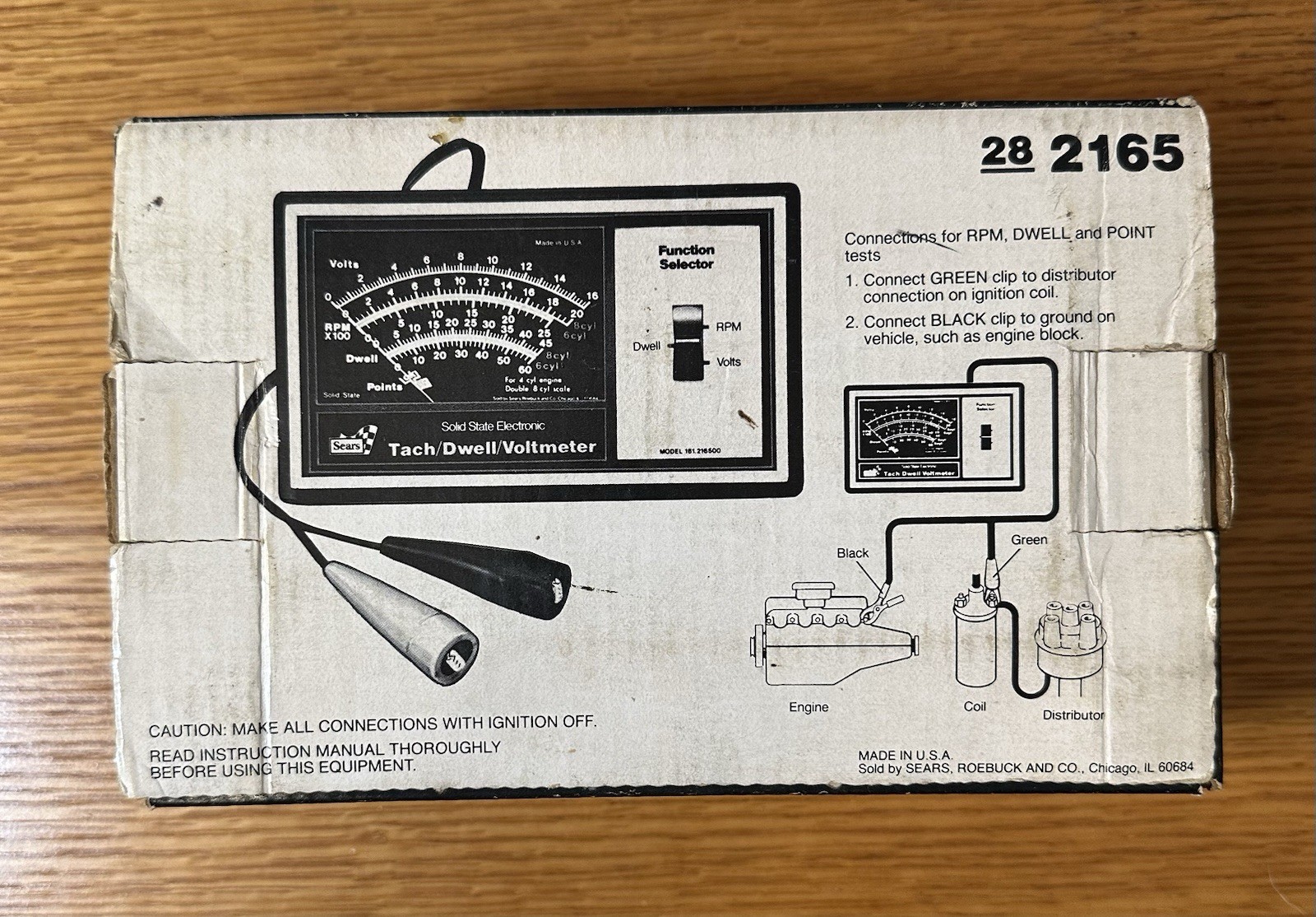 Vintage Sears Tach-Dwell Voltmeter w Original Box & Manual USA Tested Works! EUC