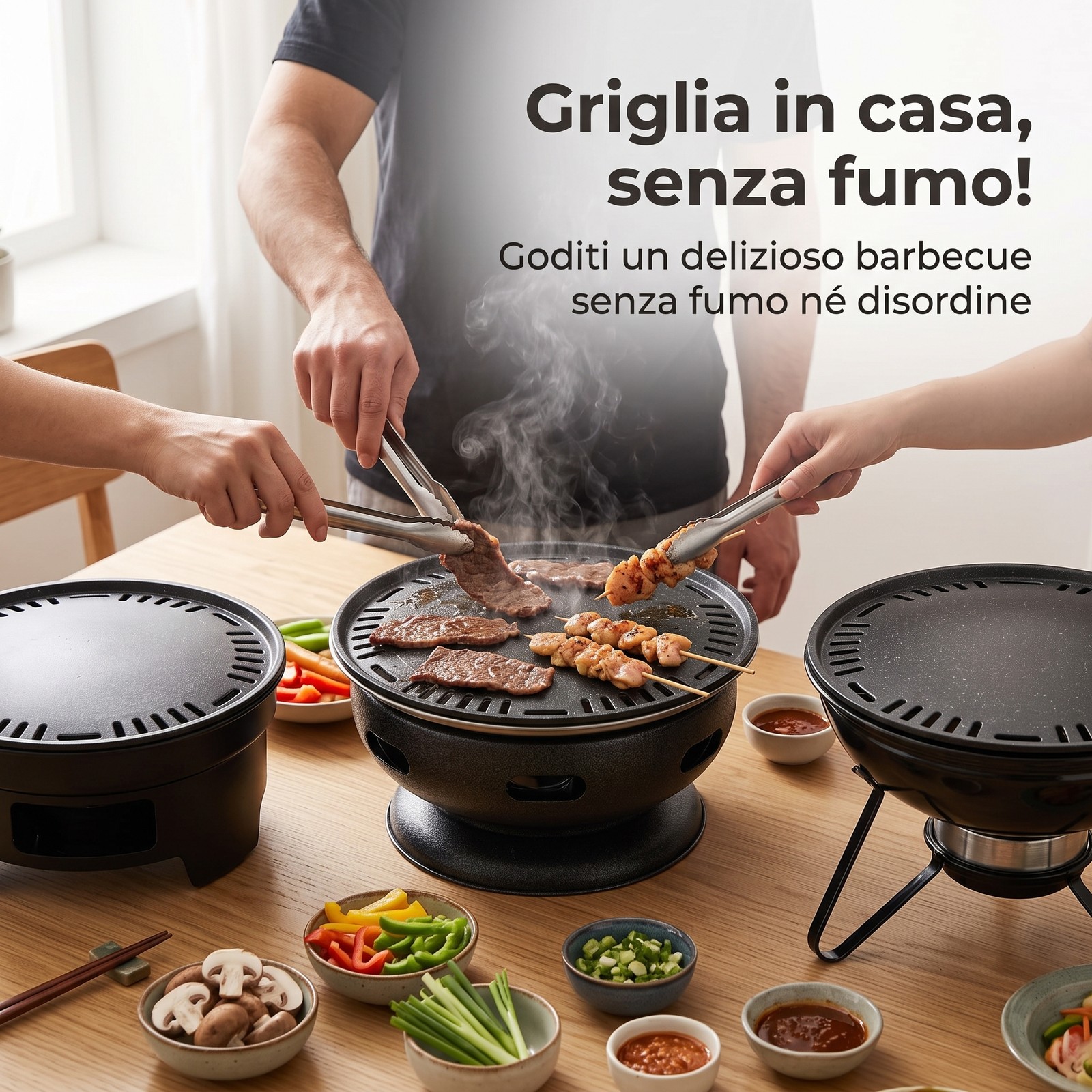 Grill a Carbone Portatile Senza Fumo per Barbecue Coreano e da Tavolo