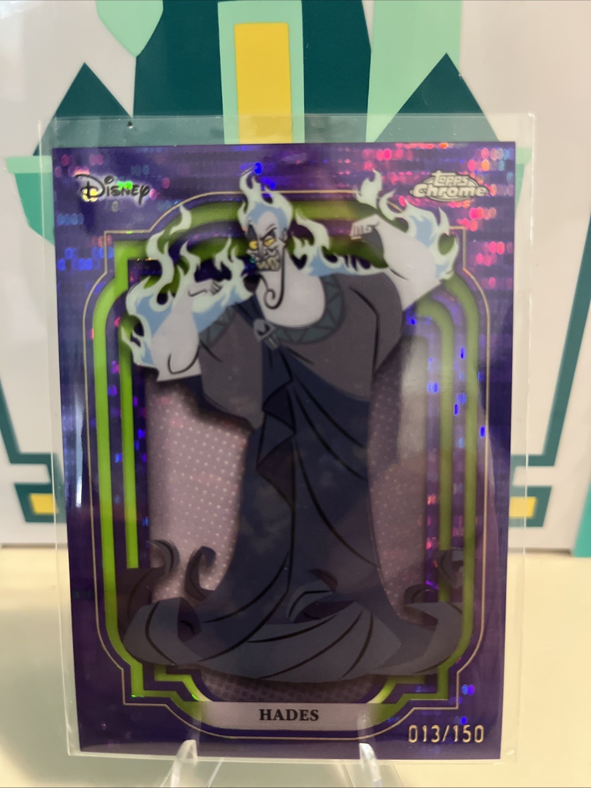 2024 Topps Chrome Disney Hades /150 Green Purple Pulsar Refractor