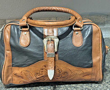 2-Tone Force Ten West Handmade Tooled Leather Purse Western No Shoulder Strap
