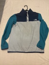 The North Face Glacier Pullover Sweater Girls Size-XL Colorblock Fleece 1/4 Snap