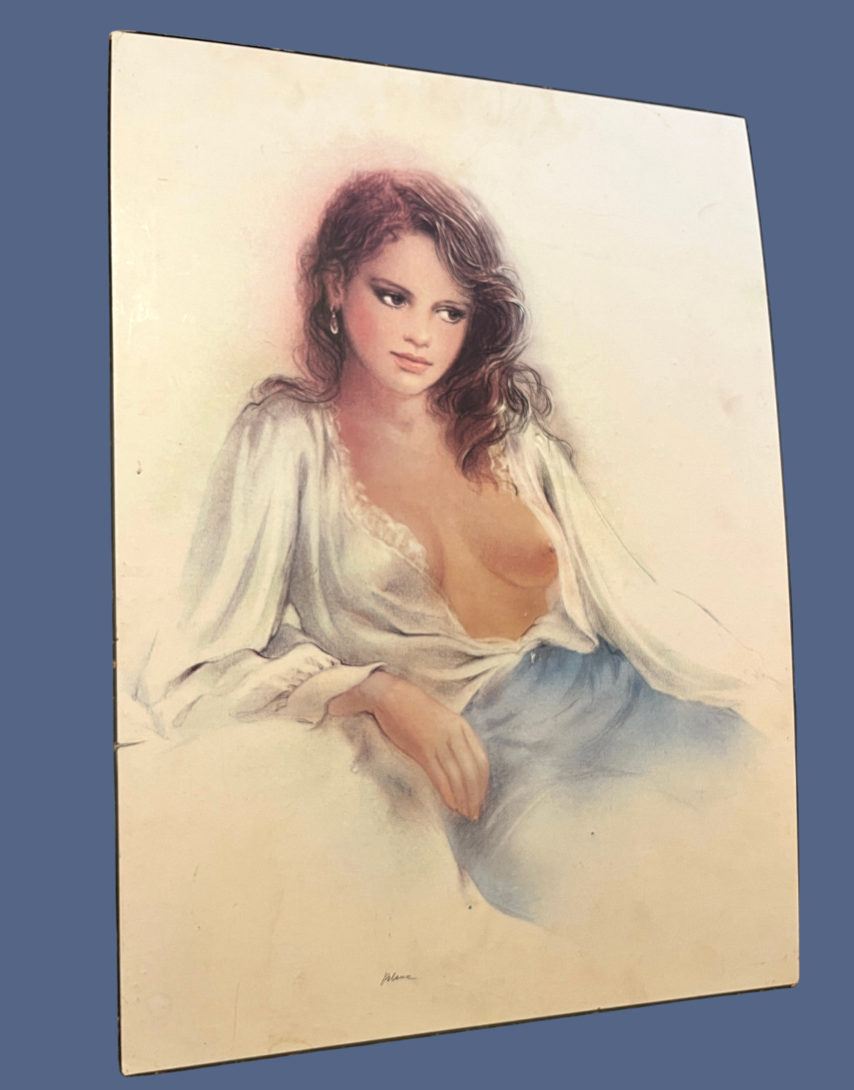 Vintage Nude Female Portrait Print On Board Erotic Wall Art Large 70cm Retro Fig image 4
