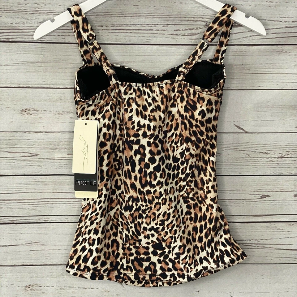 Profile Gottex Leopard Wild Thing Underwire Tankini Swim Top Size 32D Slimming - Image 4 of 4