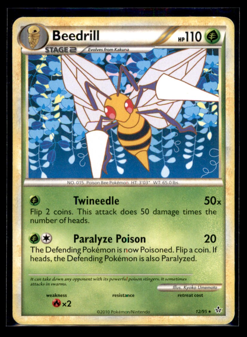 BEEDRILL 12/95 RARE HGSS UNLEASHED POKEMON HP