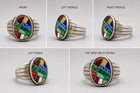Vintage Zuni Sterling Silver Mosaic Inlay Ring - Adolph Dewa AD Signed - Size X