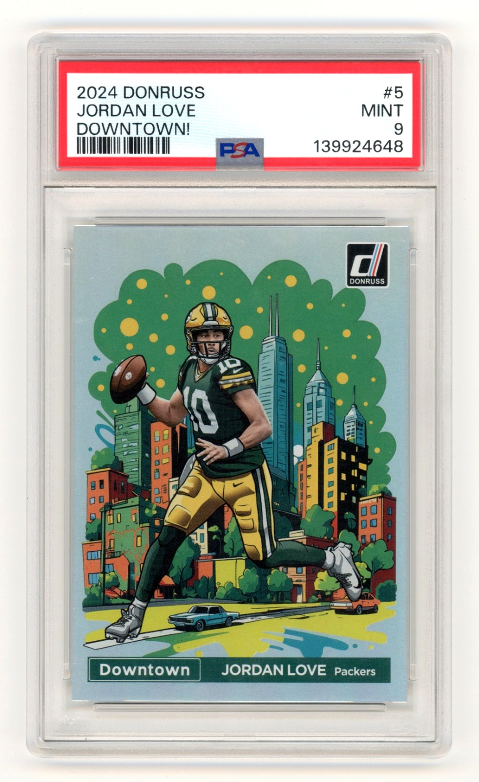 2024 Panini Donruss Jordan Love Downtown! #5 SSP PSA 9