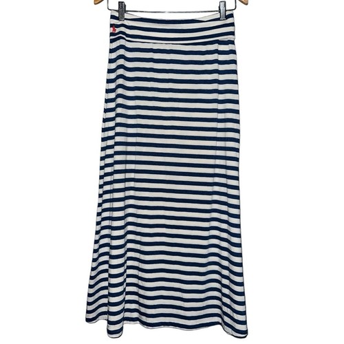 Polo Ralph Lauren Girls SZ L 12 14 Blue White Striped Jersey Maxi Foldover Skirt
