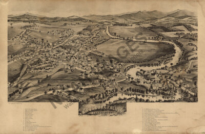 Panoramic Map of Enosburg Falls Vermont 16x24