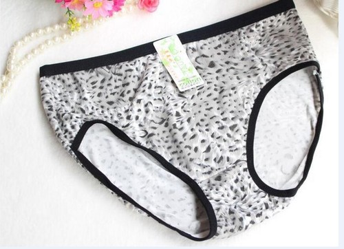 Women Panties Cozy Cotton Briefs black Leopard Lingerie girl Underwear 016