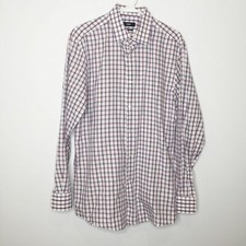 BOSS Hugo Boss men s plaid dress shirt size 16.5 white EUC sharp fit