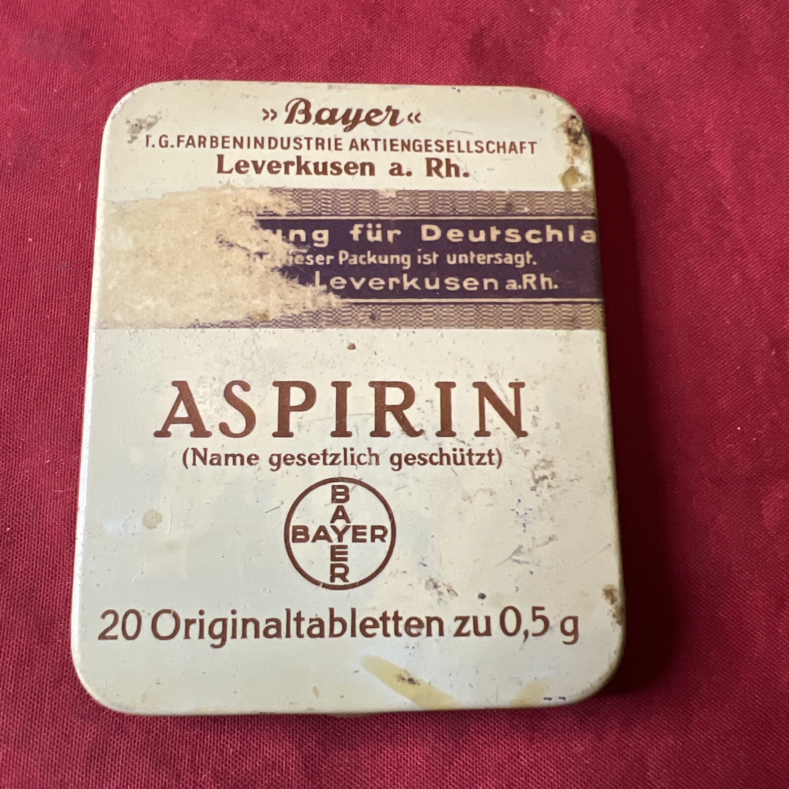 WWII WW2 German Wehrmacht Issue Bayer Aspirin Tin Card Contents