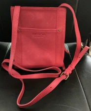 American Leather Co. RFID Leather Crossbody Topeka Cherry Red  Smooth w/tags