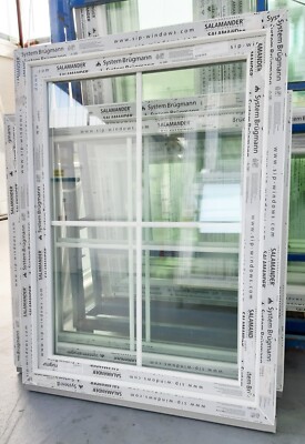 Kunststofffenster 90x120 cm bxh, (900x1200 mm), weiß,mit innenliegenden Sprossen
