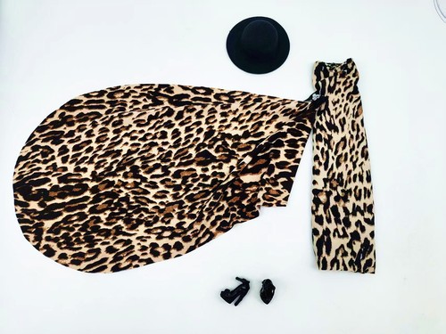 1/6 Doll Clothes Leopard Princess Dress Evening Gown Hat Clothing Outfits 11.5" - Picture 11 of 16