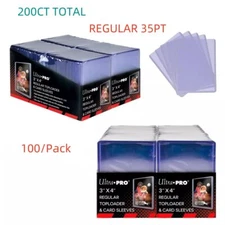 200ct Ultra Pro 3x4 Regular Toploaders 35PT Trading Cards with Soft Card Sleeve
