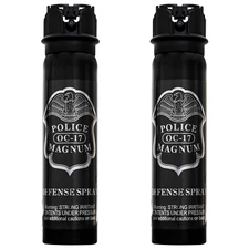 2 PACK Police Magnum pepper spray 5oz Flip Top Stream Self Defense Security