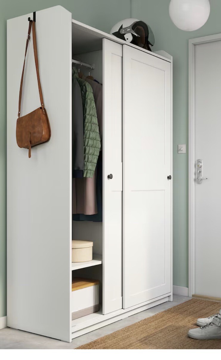 IKEA HAUGA Wardrobe with sliding doors, white, 118x55x199 cm eBay