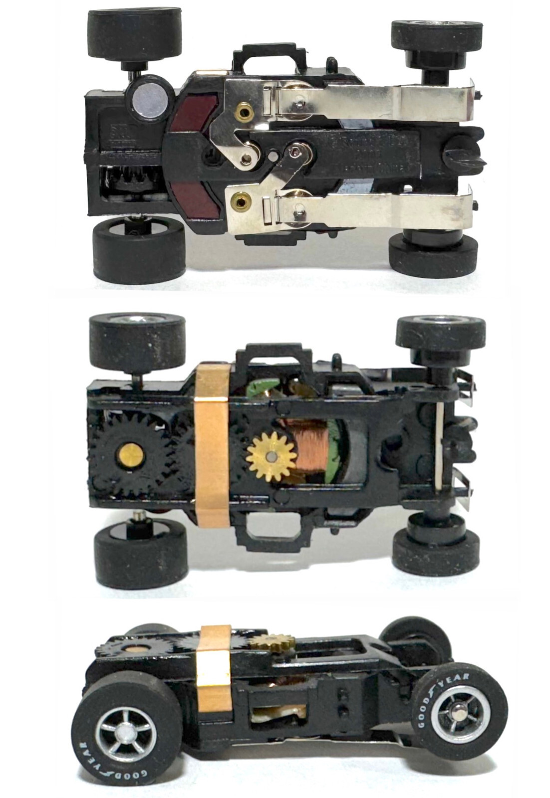 1pc 2023 Auto World X-Traction AFX HO Slot Car Chassis 5-Spoke Goodyear Tires