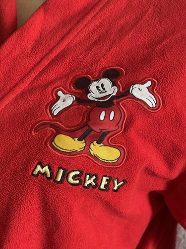 Disney Store Winter Mickey Minnie Mouse Red Fleece Bath Robe Youth L (8-10) Belt - Picture 3 of 5