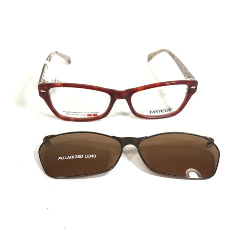 Easyclip Eyeglasses Frames WF EC287 BROWN Tortoise with Clip On Lenses 51-16-135 - Picture 2 of 12
