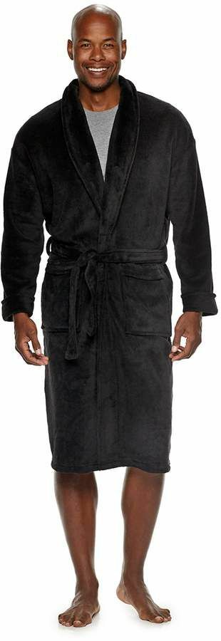 Men's Croft u0026 Barrow Solid Plush Robe - Black S/M, Navy L/XL - MSRP $50 |  eBay