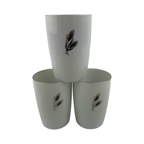 Fukagawa Arita Silver Wheat Juice Tumbler Glasses 6oz Set of 3 VTG 3 5/8" Japan - Picture 2 of 8