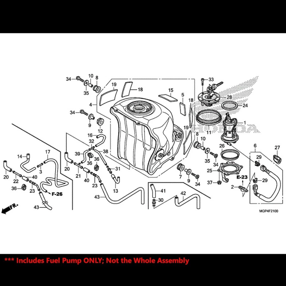 OE Replacement EFI Fuel Pump+Filter/Strainer for 07-23 CBR600RR/CBR1000RR/1000S - Image 2 of 4