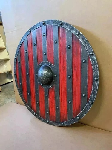 24'' Viking Wooden Shield LARP Medieval Battle Ready Shield Handmade Gift - Picture 6 of 7