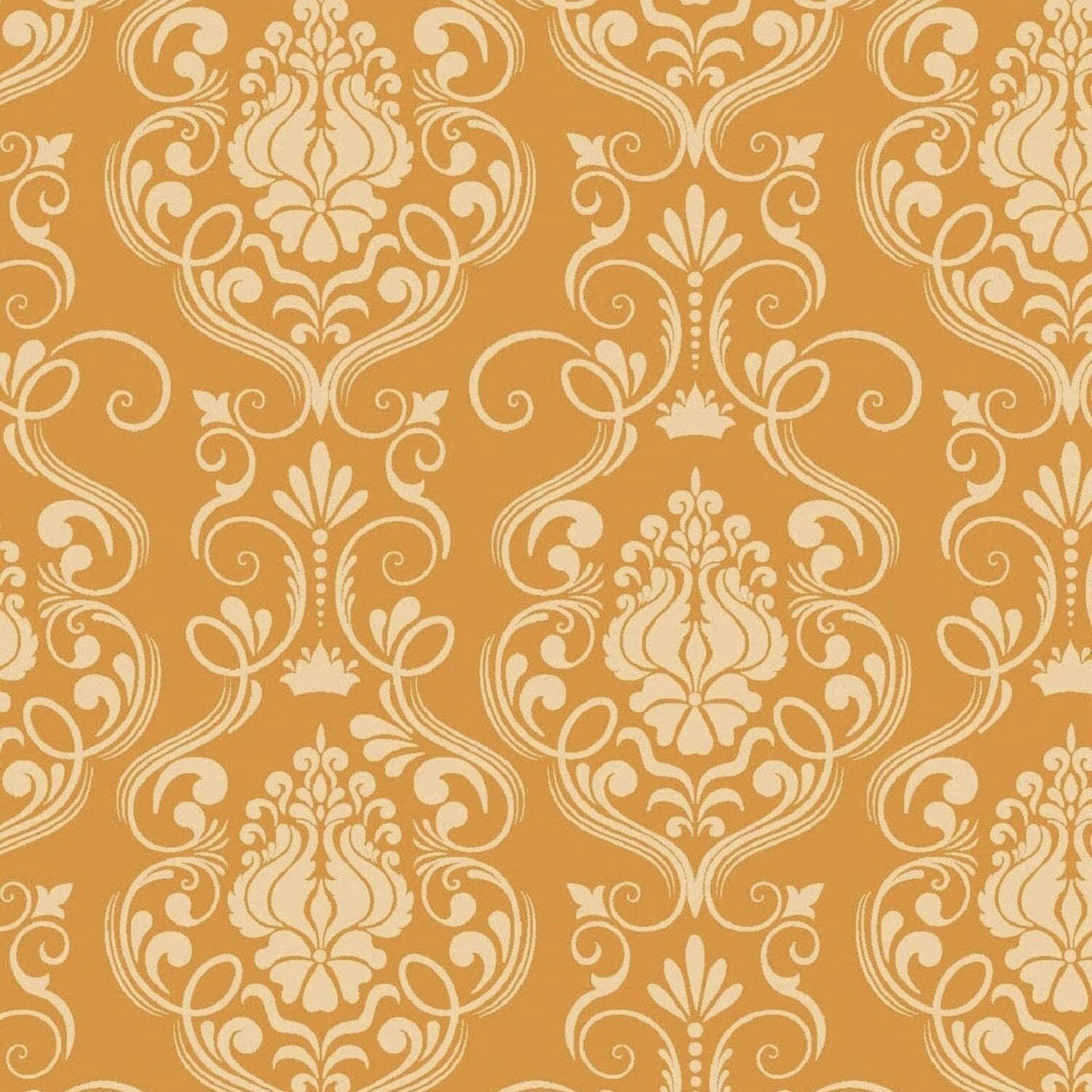 Happy Halloween Damask Orange 100% Cotton Fabric by 1/2 of a Yard
