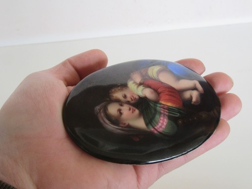 Antique 19th Century KPM Style Unframed Porcelain Painted Art Plaque ( 4 1/4") - Picture 16 of 21