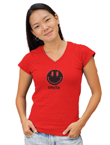 red fitted t shirt women's