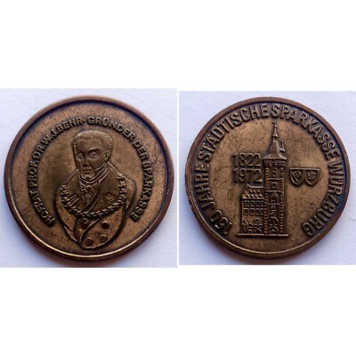 Germany Hofrat Behr Gründet Sparkasse 150 Jahre Savings Bank Medal Coin RARE TOP