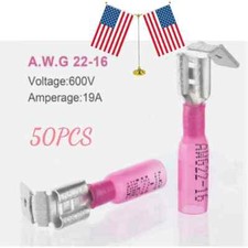22-16AWG 50PCS Heat Shrink Wire Connectors Crimp Piggyback Spade Terminals