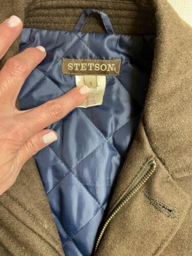 Stetson Western Jacket Medium Olive Green Brown Wool Blend Lined Vintage Bomber - Picture 2 of 3