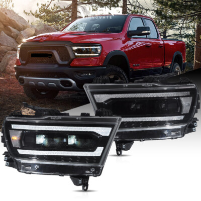 VLAND LED Projector Headlights For 2019-2024 Dodge Ram 1500 W/Startup Animation