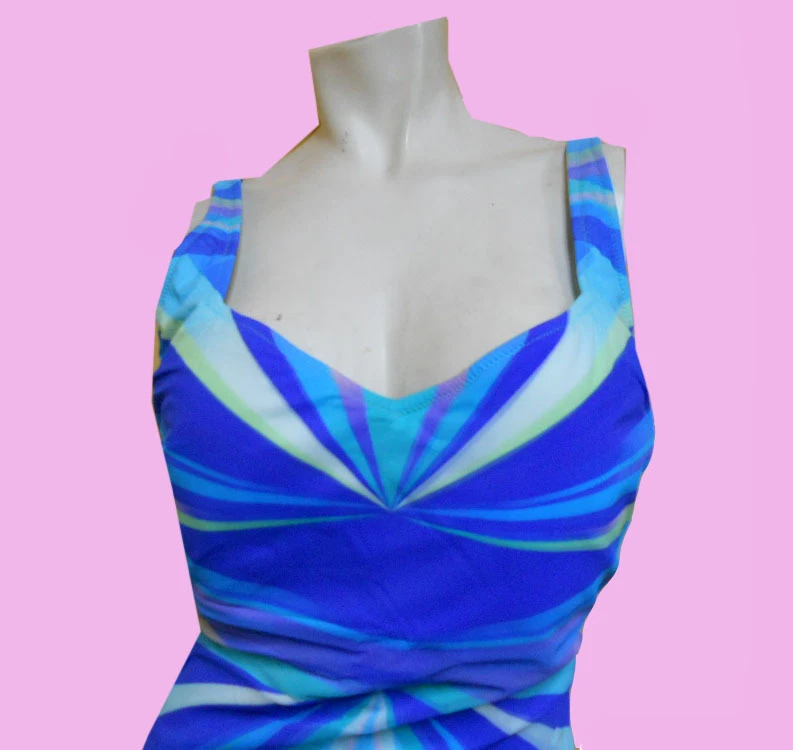 NWT GOTTEX by GOTTEX Seraphine BLUE AND GREEN Swimsuit BATHING SUIT 1pc sz - 8 - Image 3 of 4