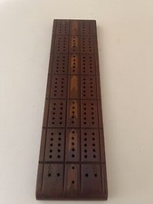 Vintage Cribbage Board Solid Wood 6 Pegs No Box Made In USA