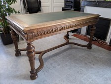 Table bureau Henri II grande dimension avec 3 grands tiroirs en chêne