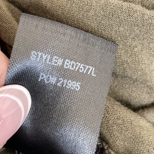 Lulus Kleid Damen klein olivgrün Basic Langarm Mini Taschen U-Ausschnitt - Bild 8 von 9