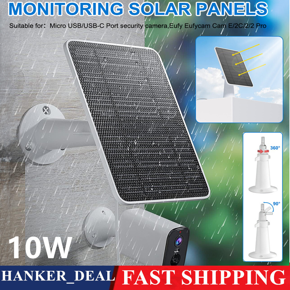 5V Solar Panel Charger For Eufy Security Cameras (E, 2C, 2 Pro) - Waterproof, 4W