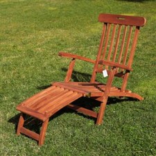 Sedia a sdraio in teak reclinabile con poggiapiedi per arredo giardino